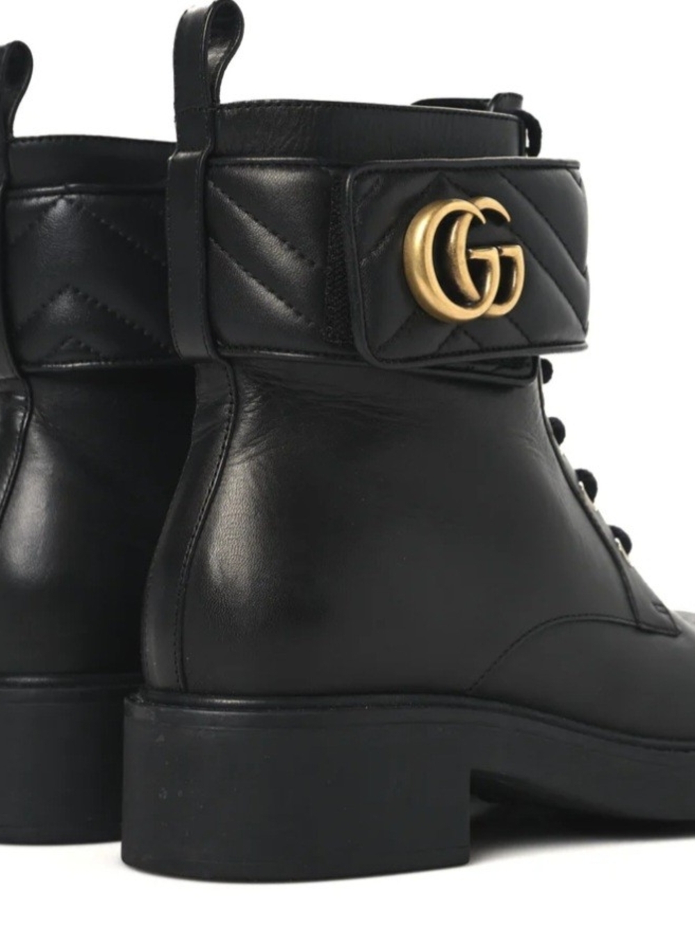 Gucci Black Leather Logo Ankle Boots - Picture 4 of 12